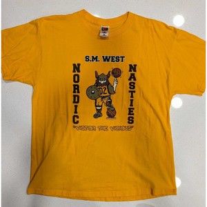 Vintage Nordic Nasties Fruit of the Loom Yellow T-Shirt XL